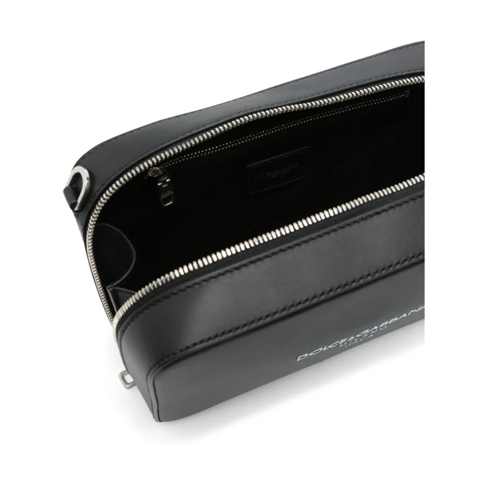 Dolce & Gabbana Schoudertas met reliëflogo Black Heren