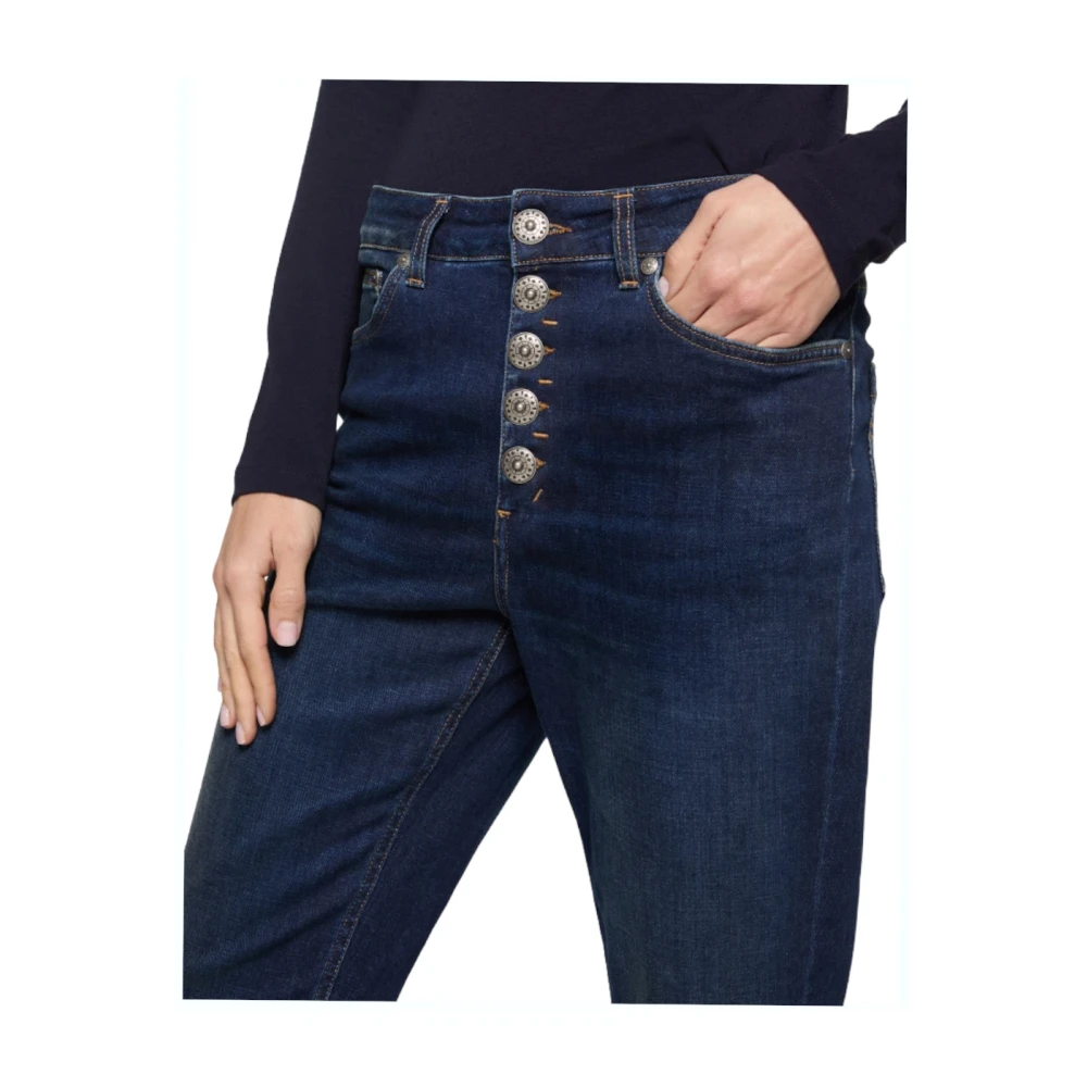 Dondup Cropped Jeans met Jewel Button Fastening Blue Dames