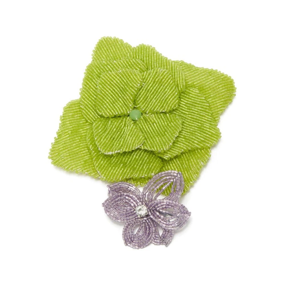 Maliparmi Women's Green Set Cut & Flowers Brooch
