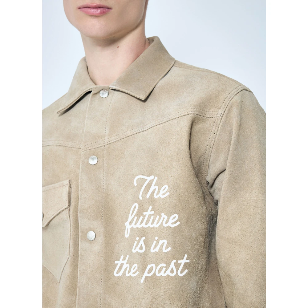 Human Made Logo Print Suède Jas Beige Heren