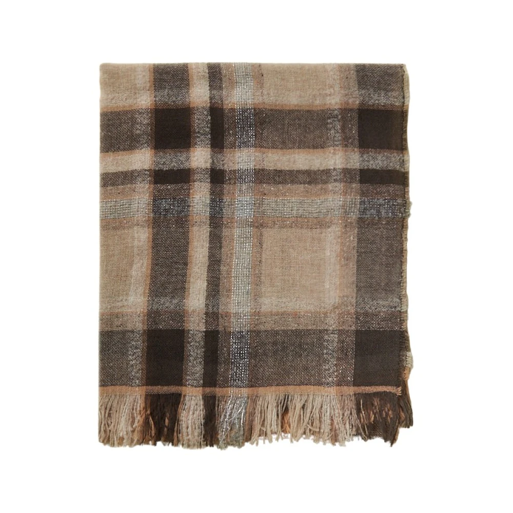 PESERICO Gestreepte wollen sjaal Brown Unisex