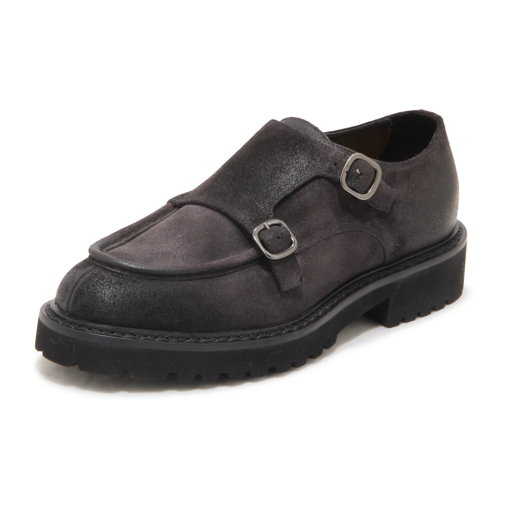 Doucal's Gray Flat Shoes, Male, 6 Uk, Commander Double-Buckle Loafer