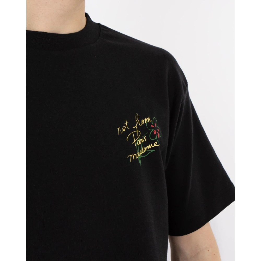Drole de Monsieur Heren Slogan Esquisse T-Shirt Zwart Black Heren