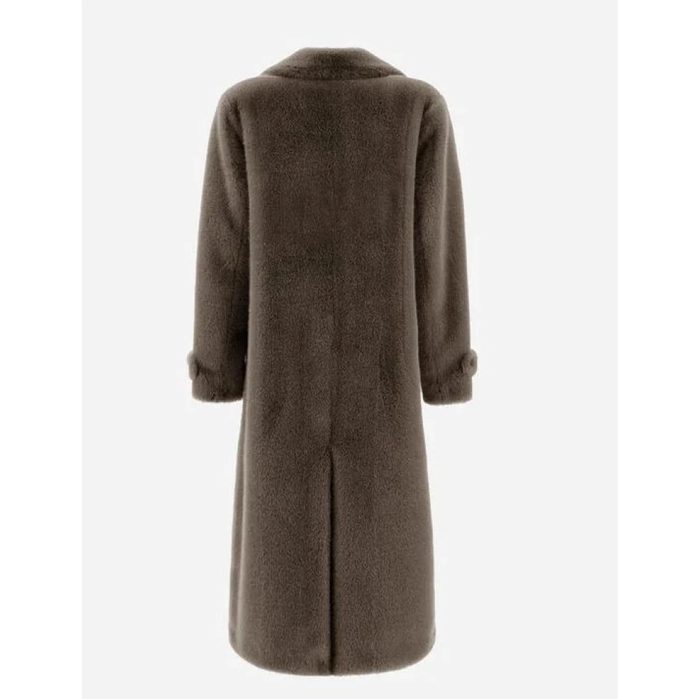 Herno Imitatiebont Revers Kraag Jas Gray Dames