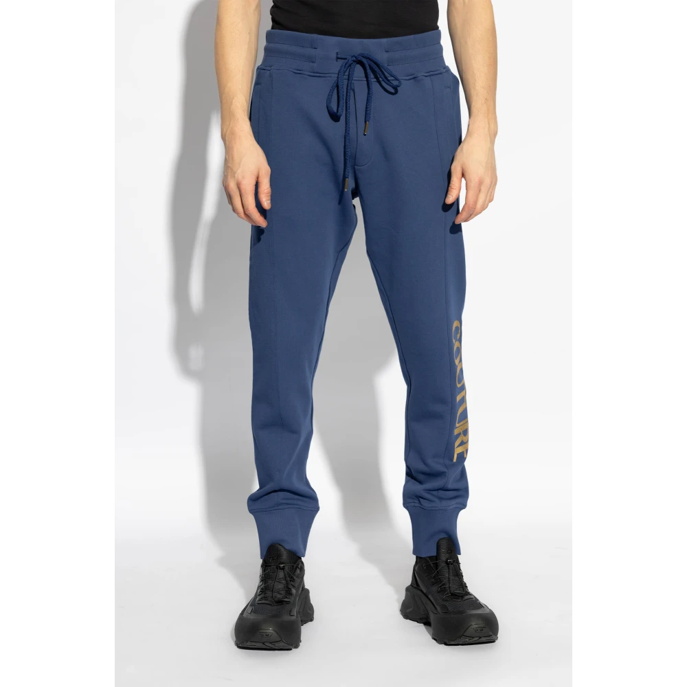 Versace Jeans Couture Sweatpants met bedrukt logo Blue Heren
