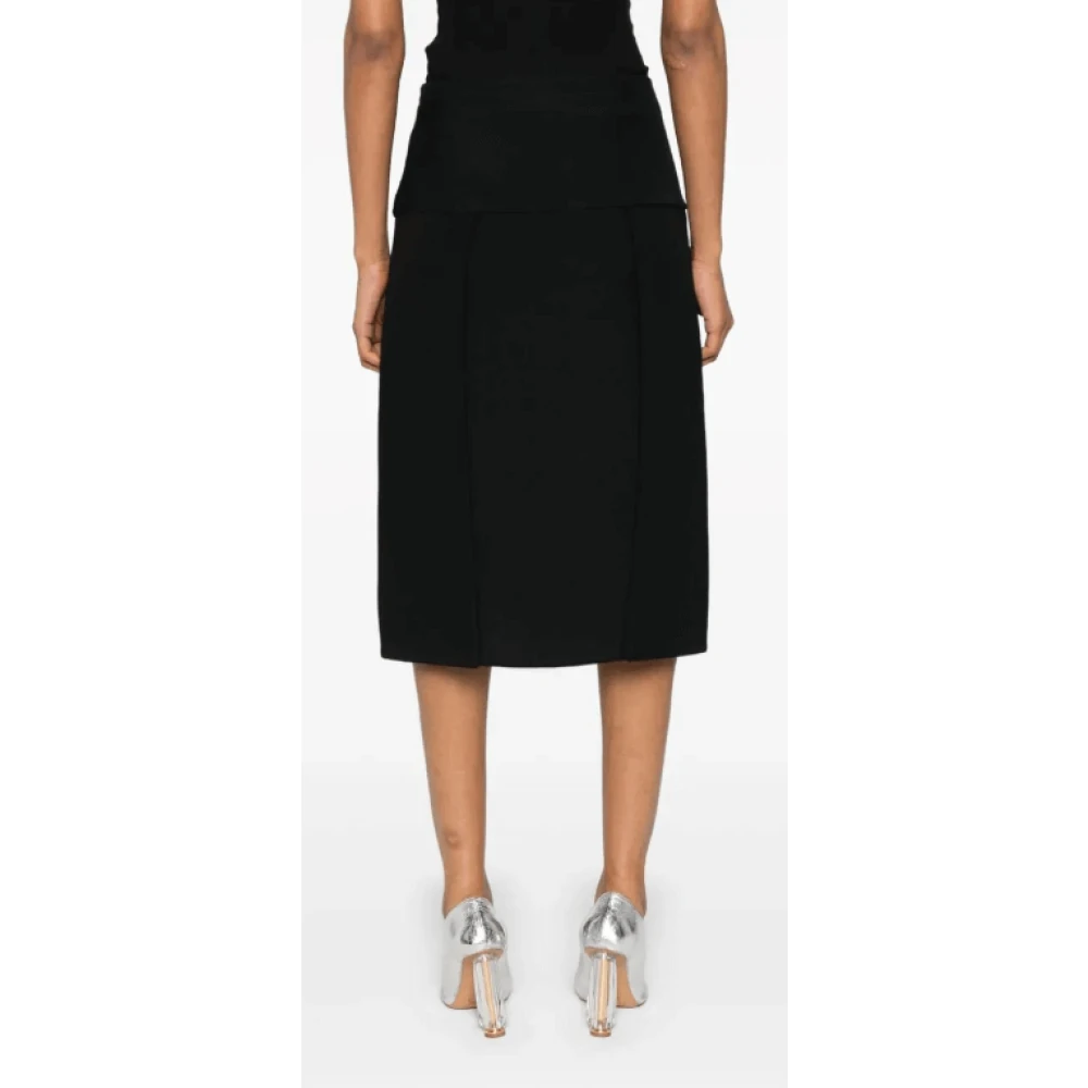 Khaite Zwarte Midi Rok met Splitten Black Dames