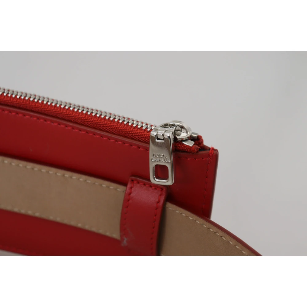 Dolce & Gabbana Rood Leren Riem Airpods Muntportemonnee Red Dames