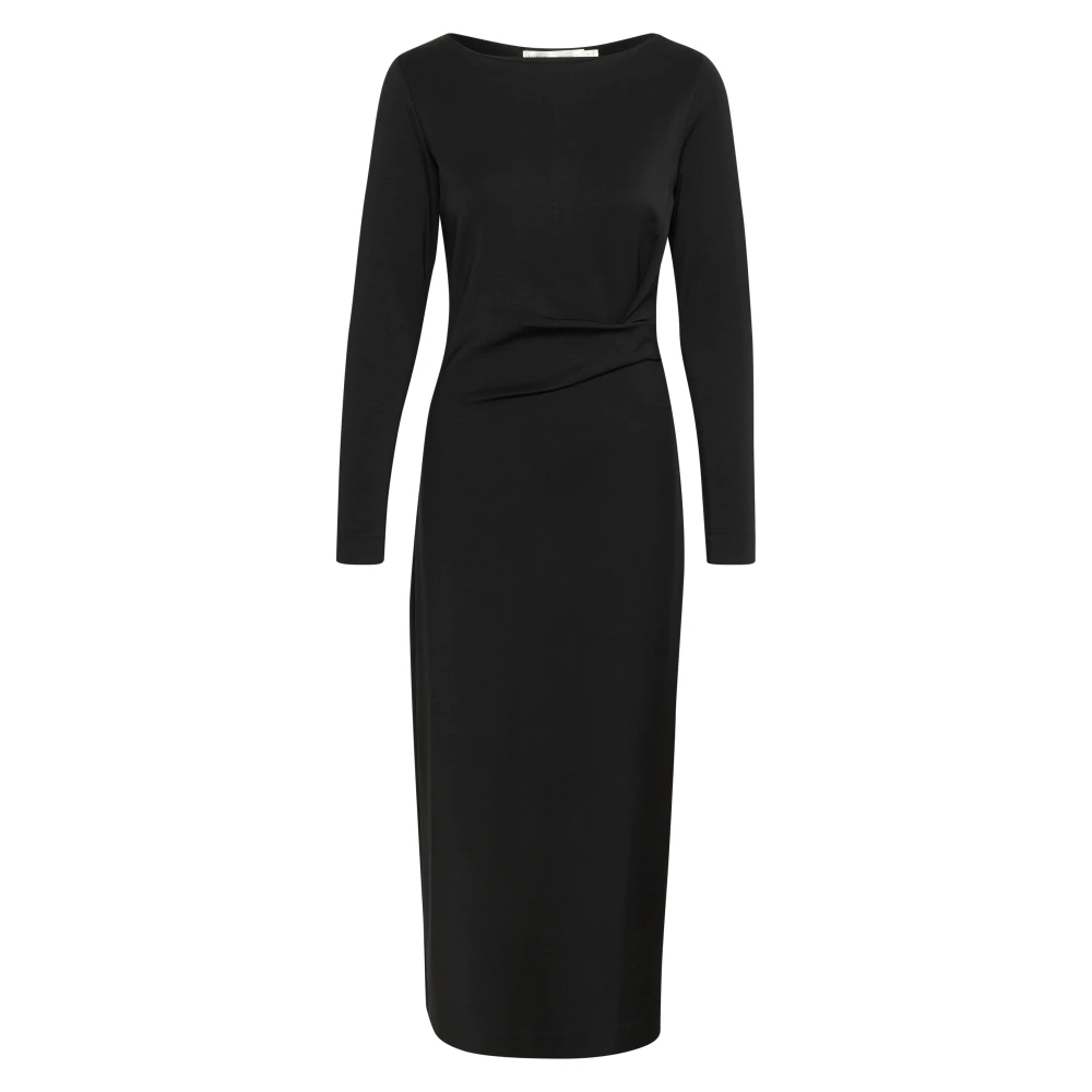 InWear Feminine Gerimpelde Midi Jurk Black Dames