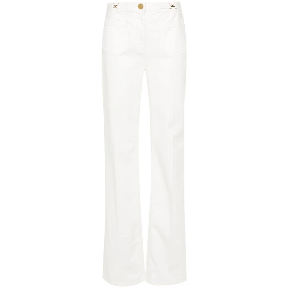 Elisabetta Franchi Women's White Straight Fit Jeans, W27, Wide Jeans