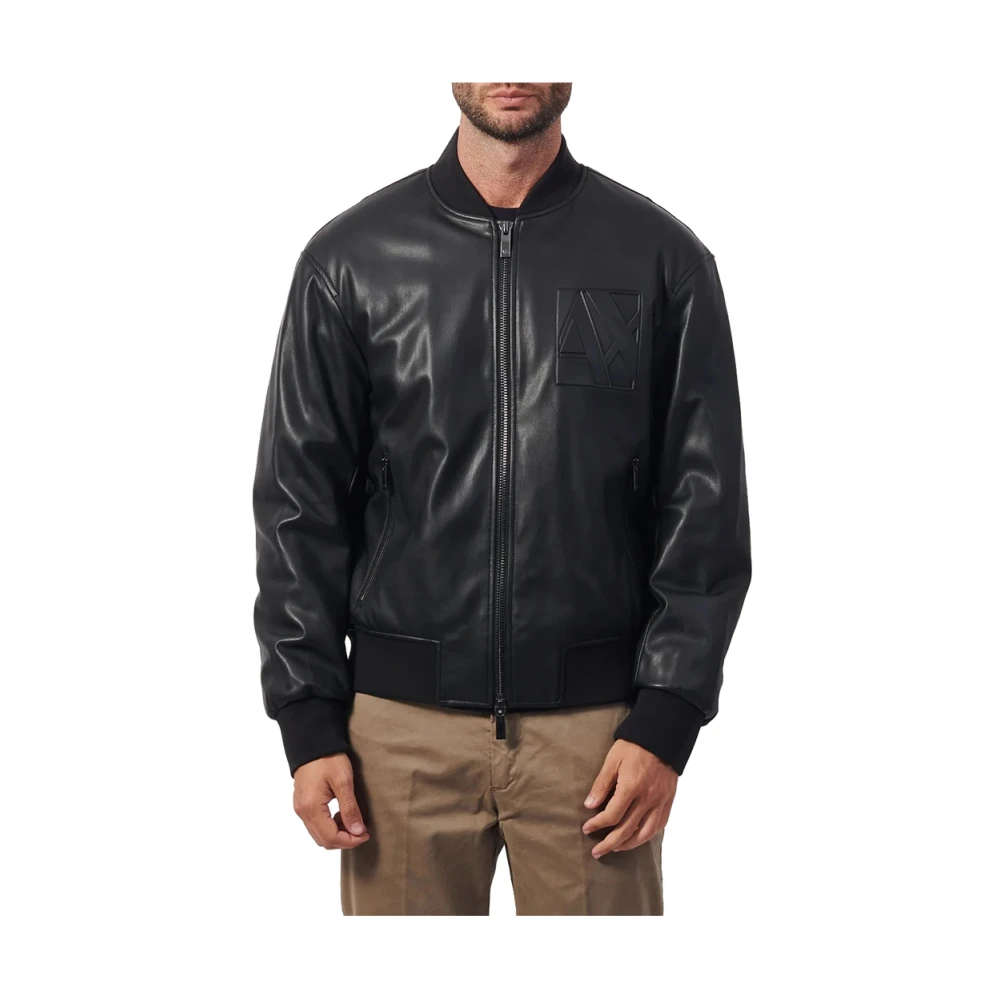 Armani Exchange Zwarte Winterjas Met Capuchon En Ritszakken Black Heren
