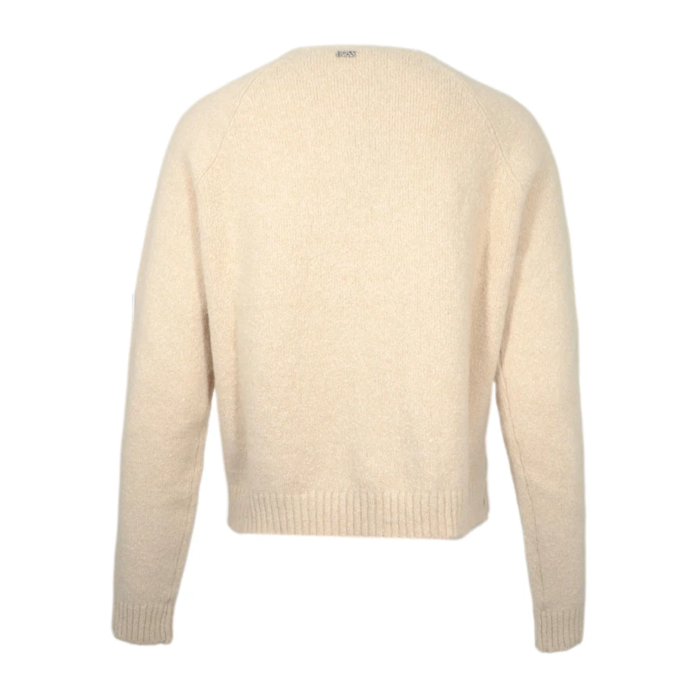 Hugo Boss Elegant Crewneck Sweater Febisan Ivory White Dames