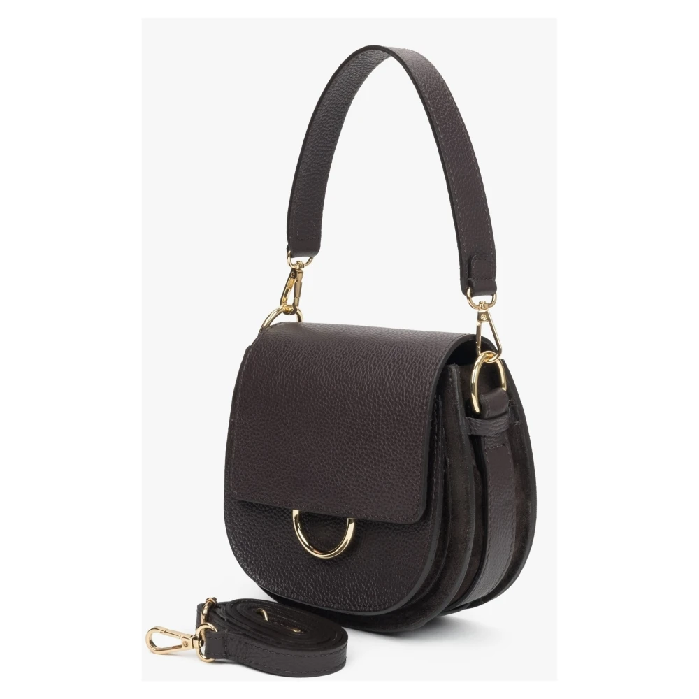Estro Kleine donkerbruine crossbodytas voor dames gemaakt van hoogwaardig Italiaans echt leer Brown Dames