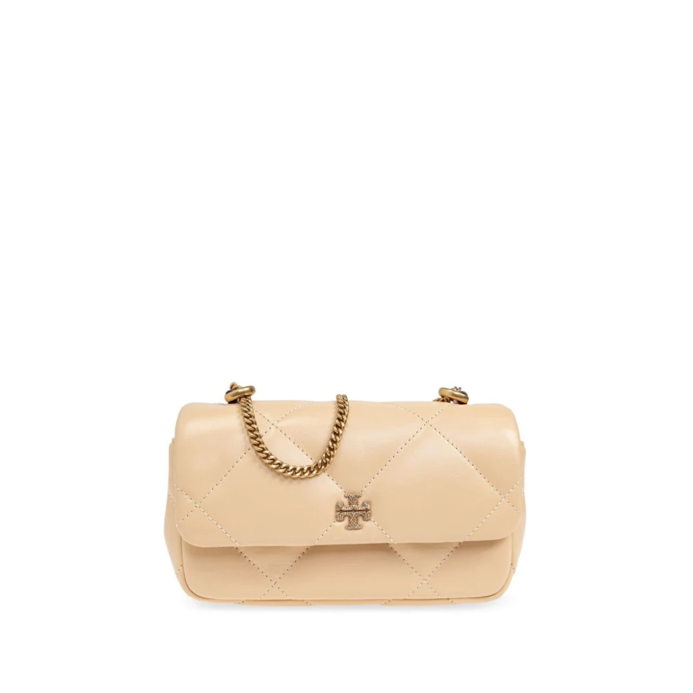 TORY BURCH Diamant Quilt Mini Flap Tas Beige Dames