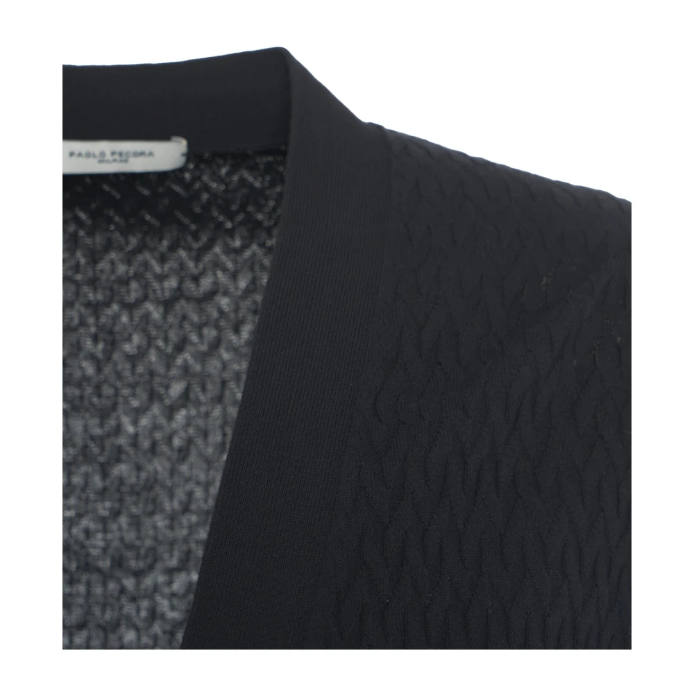 Paolo Pecora Zwart Gebreide Honingraat Cardigan Black Heren