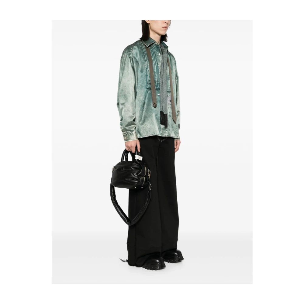 Mihara Yasuhiro Zwarte Gedrapeerde Handtas met Gouden Hardware Black Dames