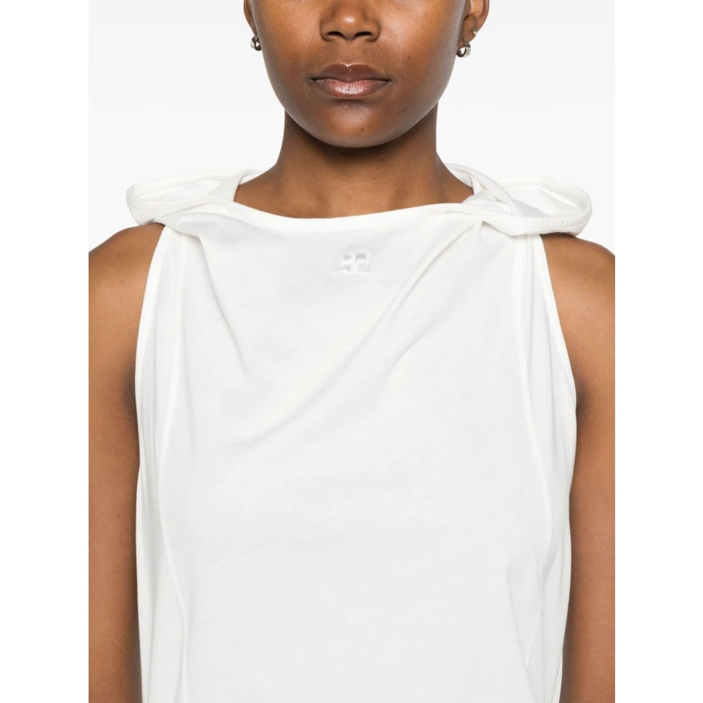 Courrèges Witte Hooded Tanktop met Logo White Dames