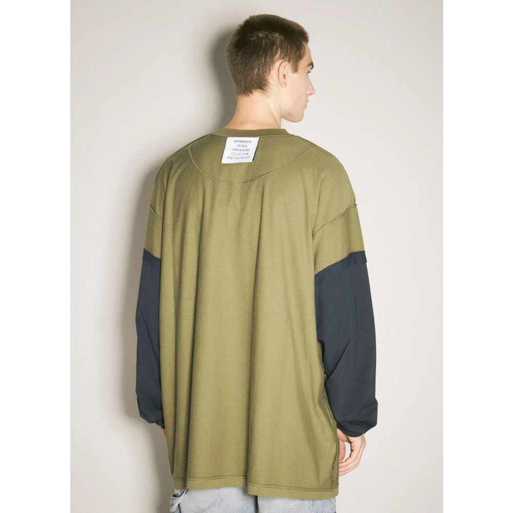 Vetements Haai Inside-Out T-shirt Katoenen Jersey Green Heren