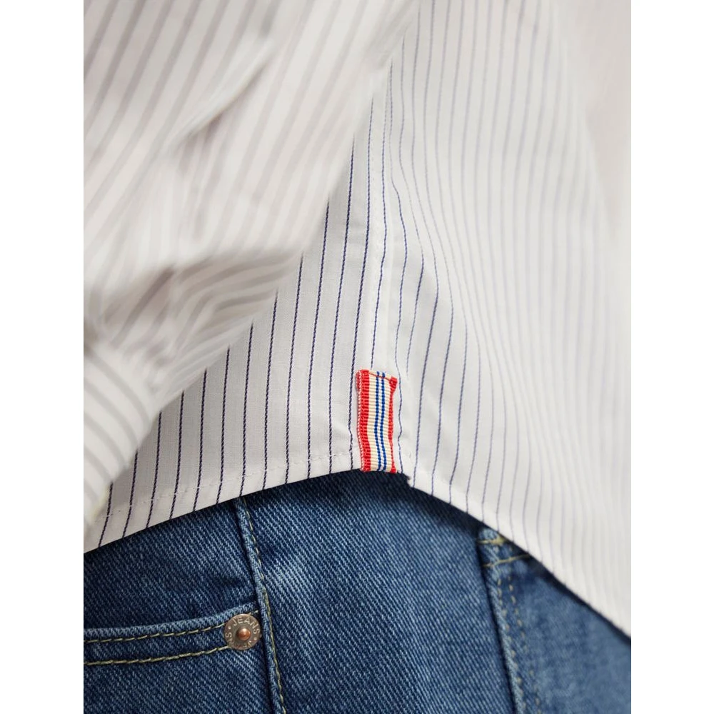 Ines De La Fressange Paris Olivier heren navy en wit gestreept overhemd White Heren