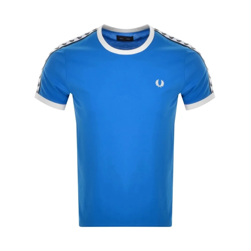 Fred Perry Taped Ringer T-Shirt met Laurel Crown mouwdetail Blue Heren
