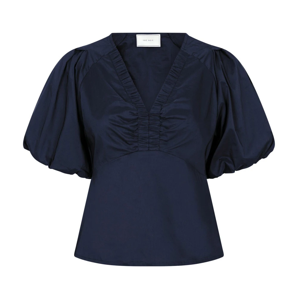 Neo Noir Irina Poplin Blus Navy Blue, Dam