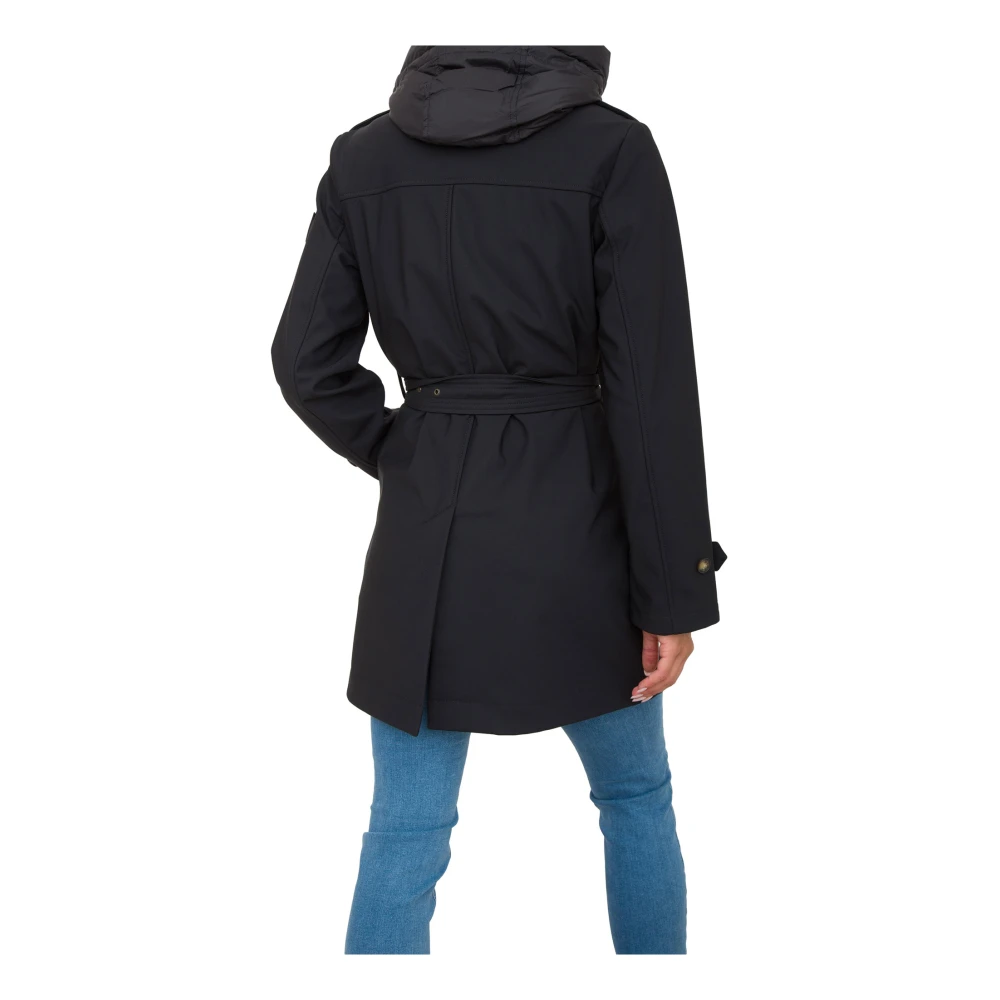 Dekker Stijlvolle Zwarte Parka Trenchjas Black Dames