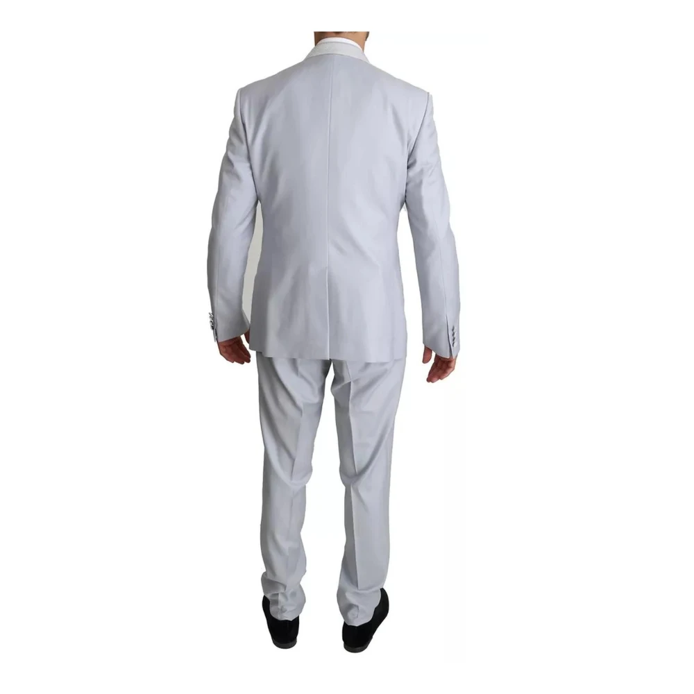 Dolce & Gabbana Lichtblauw Slim Fit Wollen Pak Blue Heren