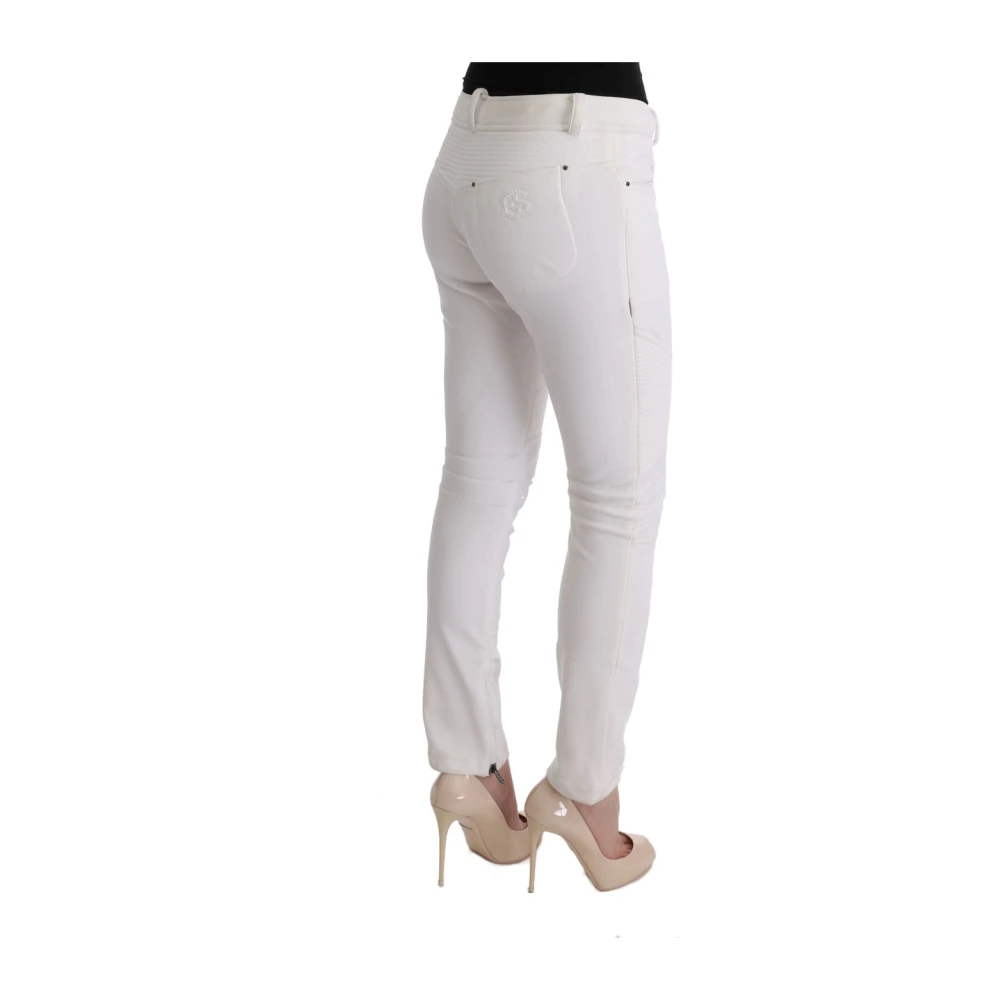 Ermanno Scervino Witte Slim Fit Katoenen Broek White Dames