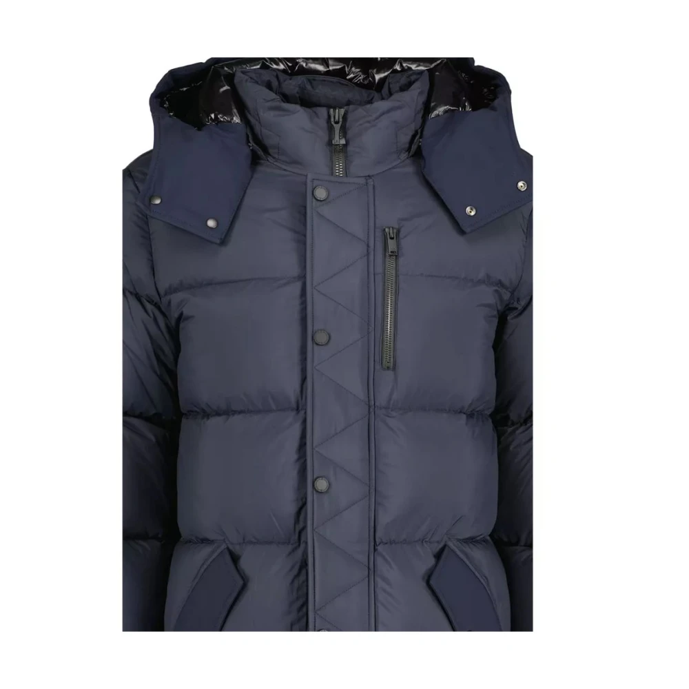 Moose Knuckles Blauwe Nylon Pufferjas met capuchon Blue Heren