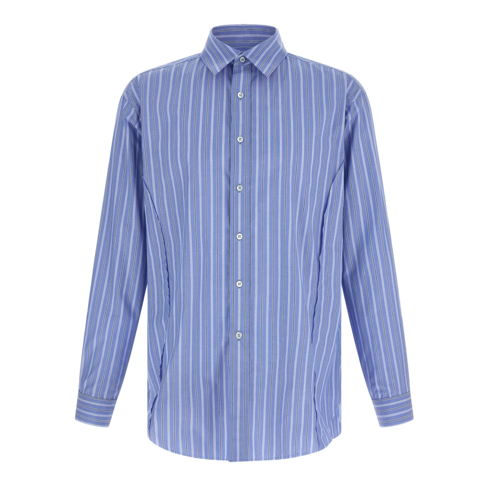 Maison Margiela Homme Bleu Chemises, Taille: Xl S67dt0021 Chemise Rayée En Popeline De Coton