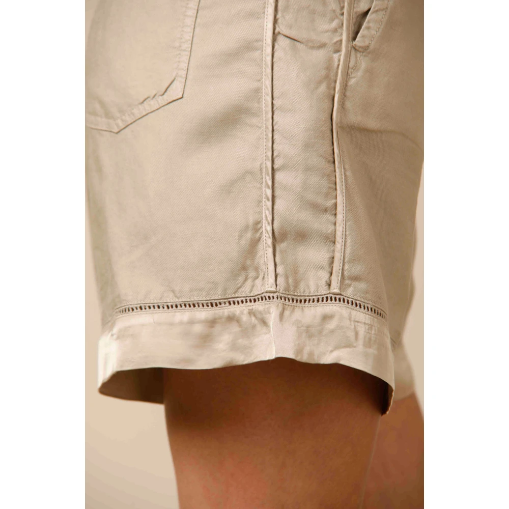 Mason's Ontspannen Tencel Linnen Jogger Bermuda Shorts Beige Dames