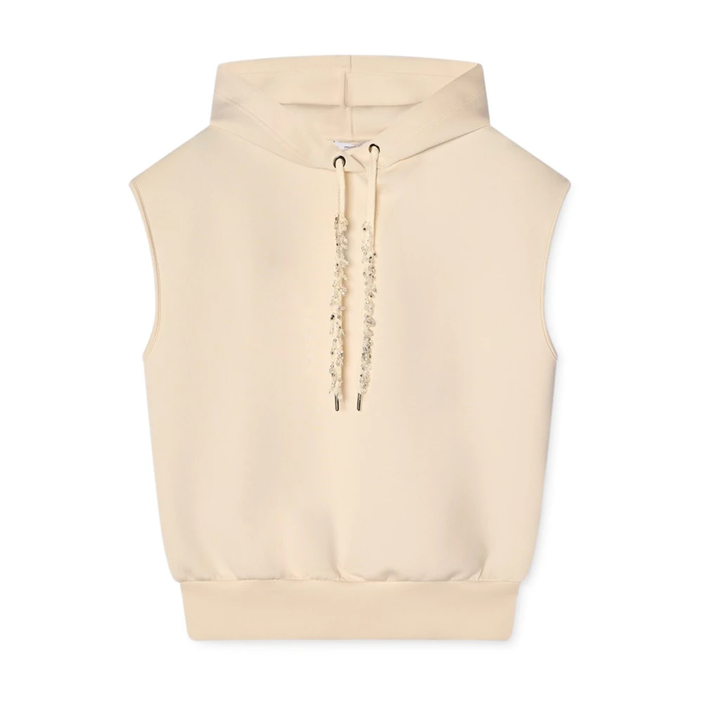 Motivi Vrouw Wit Hoodies & Sweatvesten Dames, M, Polyester, Mouwloze Hoodie Met Sierkoord
