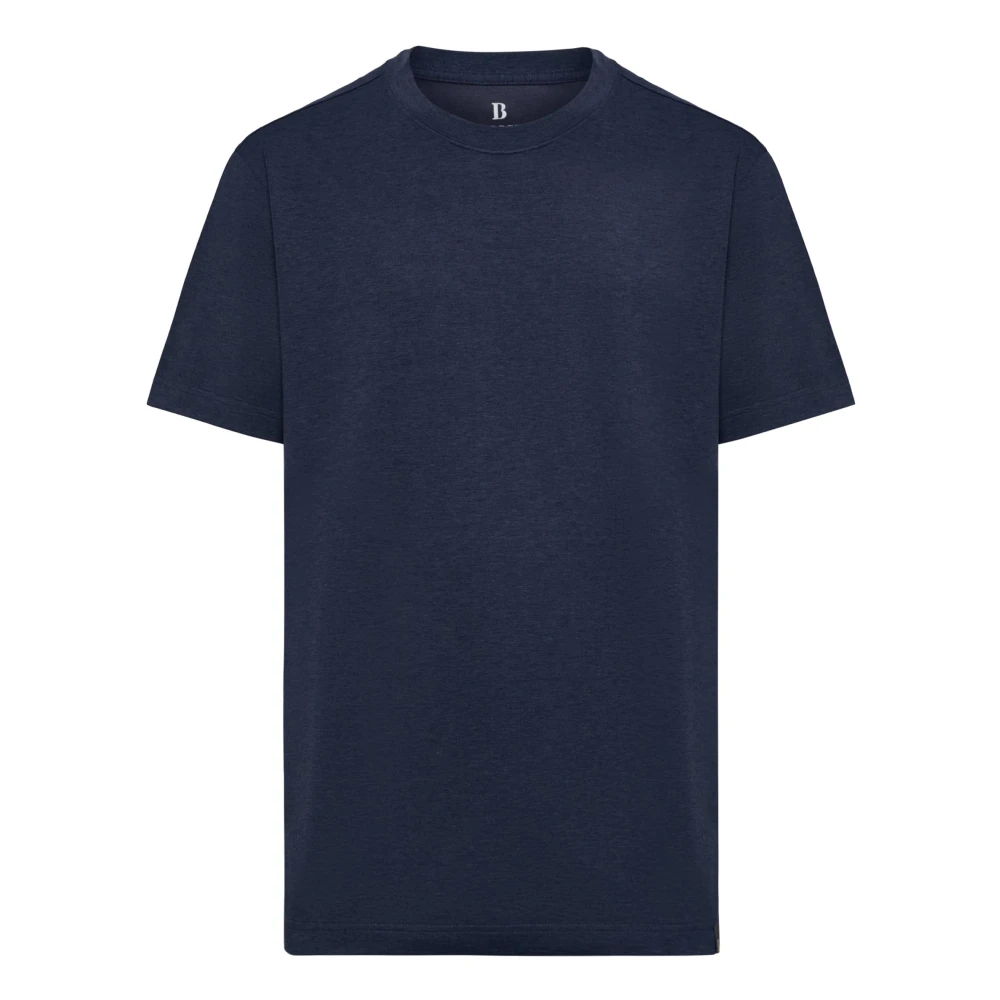 Boggi Milano Ss Gemengd Katoenen T-Shirt Blue Heren