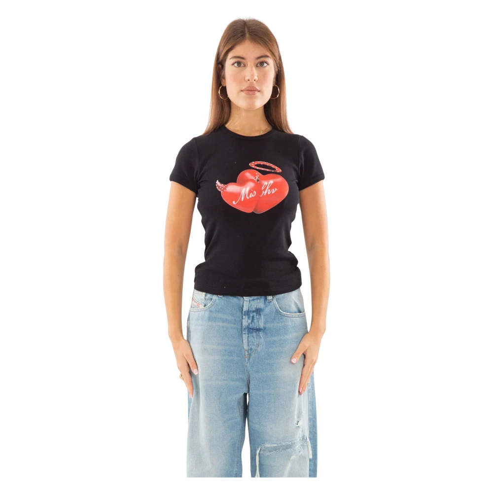 Misbhv Zwarte Hearts Baby Tee Black Dames