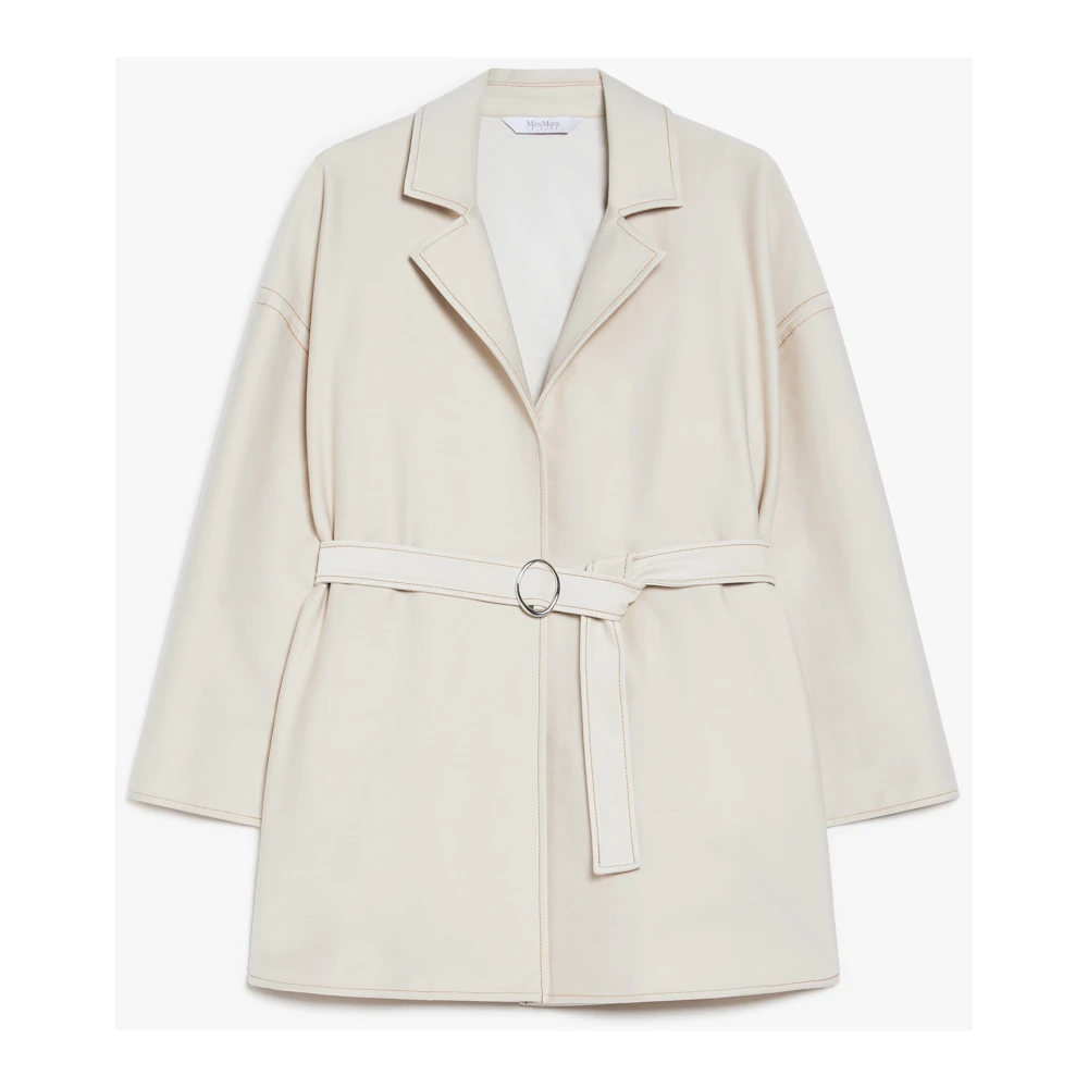 Max Mara Spijkerjasje met riem en decoratief stiksel White Dames