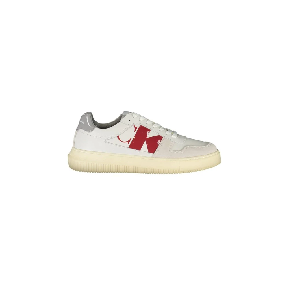 Calvin Klein Men's White Sneakers, 9 Uk, Polyester Sneaker