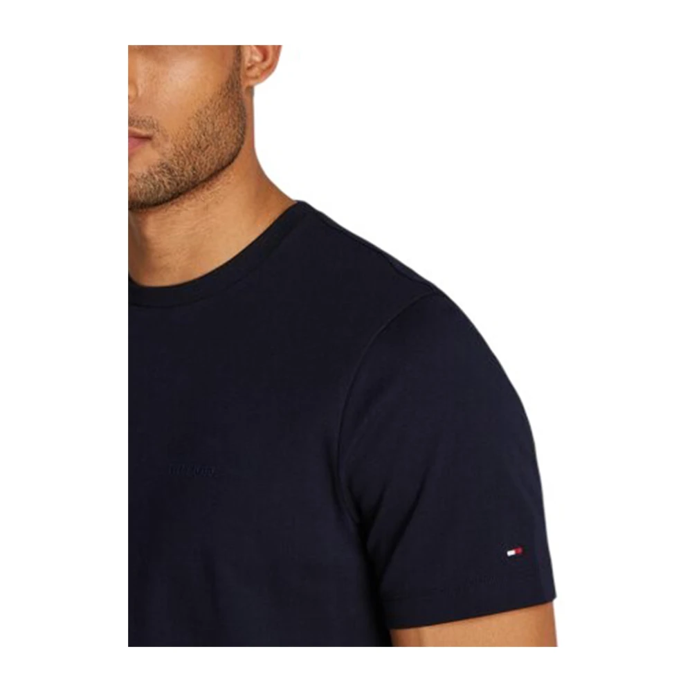 Tommy Hilfiger Interlock Gebreide Geribbelde Kraag T-Shirt Blue Heren