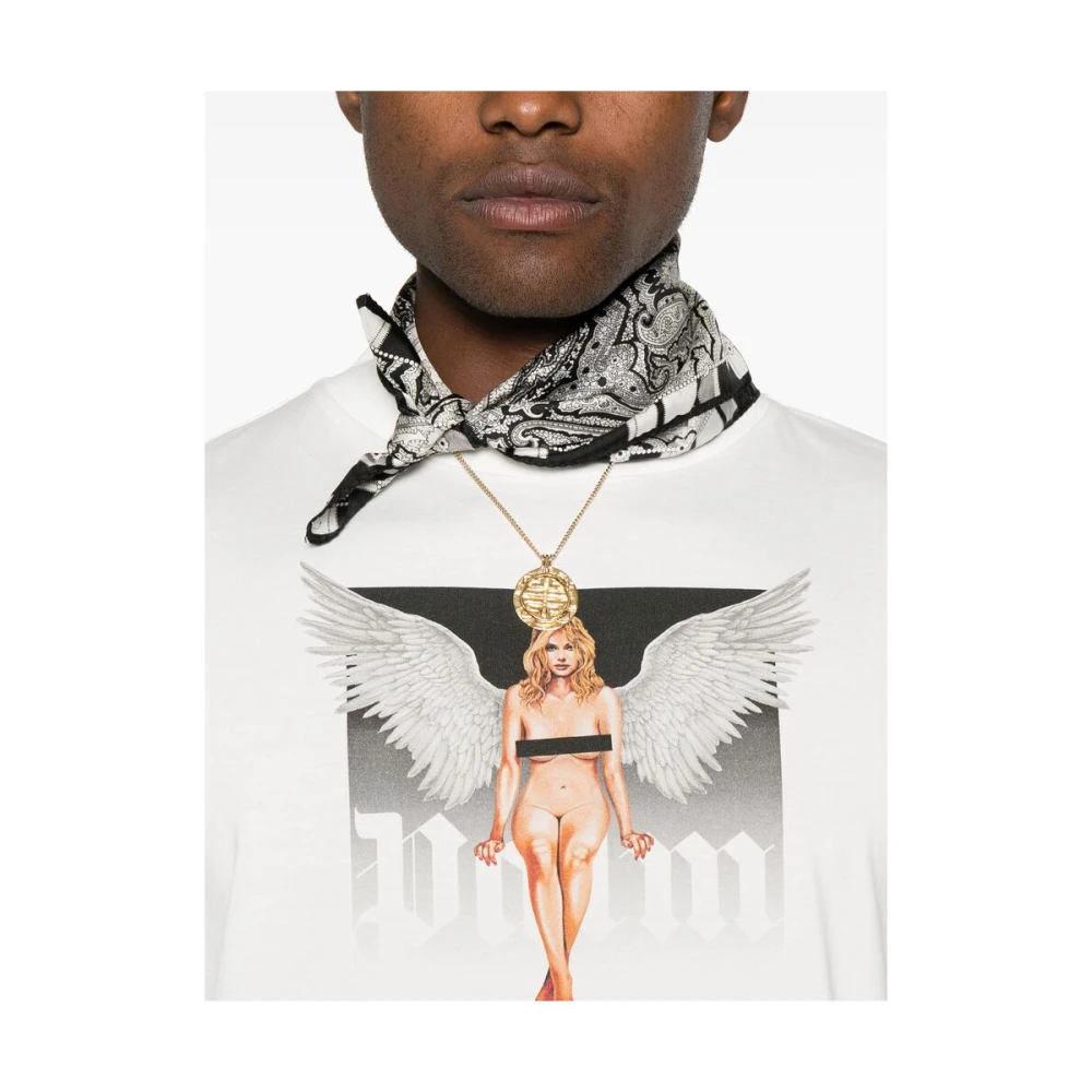 Palm Angels Witte Crew Neck Drop Shoulder T-shirt White Heren
