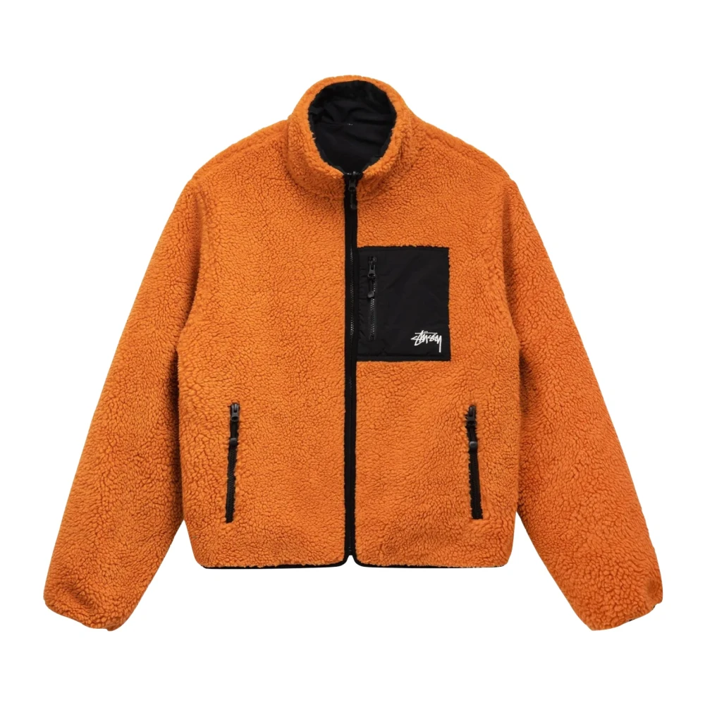 Stüssy Beperkte Oplage Omkeerbare Sherpa Jas Orange Heren