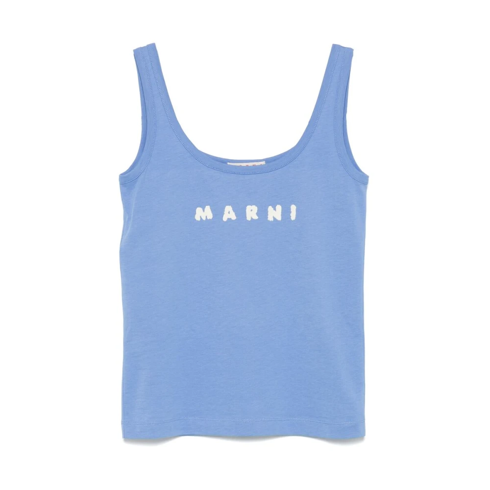 Marni Blauw Mouwloos Scoop Neck T-shirt Blue Dames