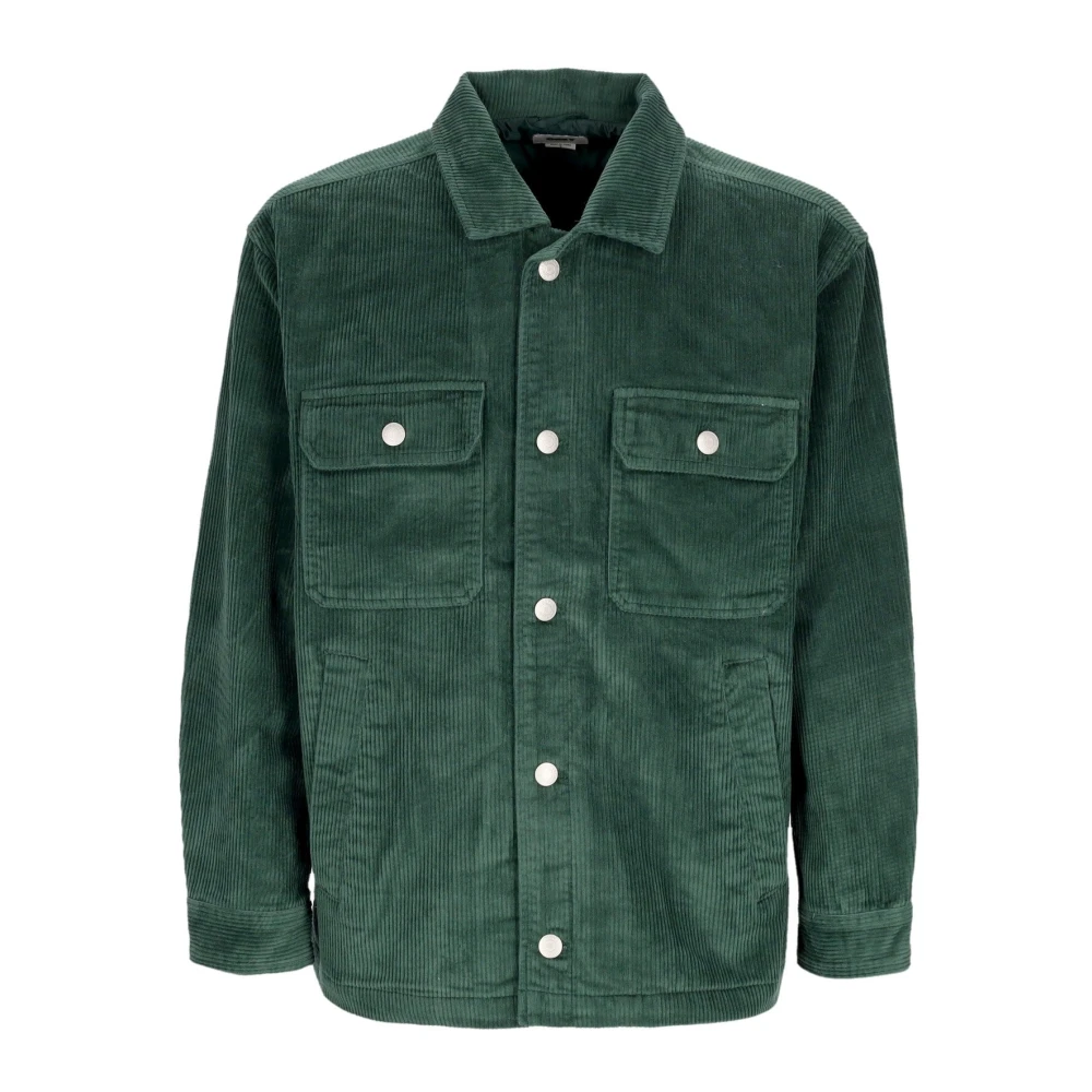 Obey Cord Shirt Jas Velvet Kraag Knoop Green Heren