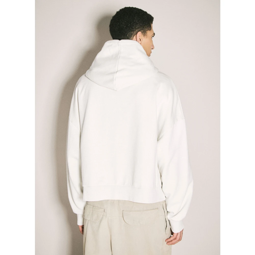 Entire Studios Zip Hooded Sweatshirt Cotton Fleece White Heren