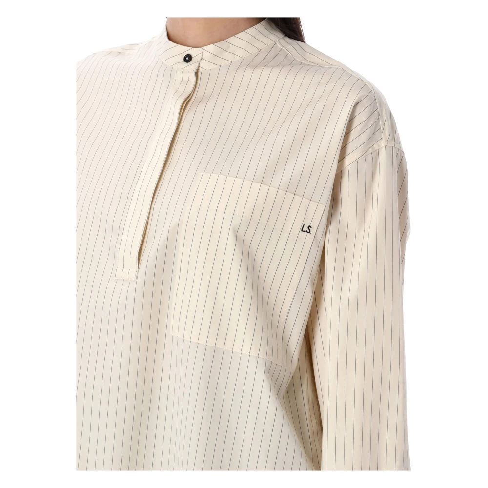 Loulou Studio Gestreept Shirt Ivoor Zwart Beige Dames