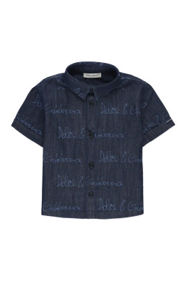 chemise-en-coton-bleu-avec-logo