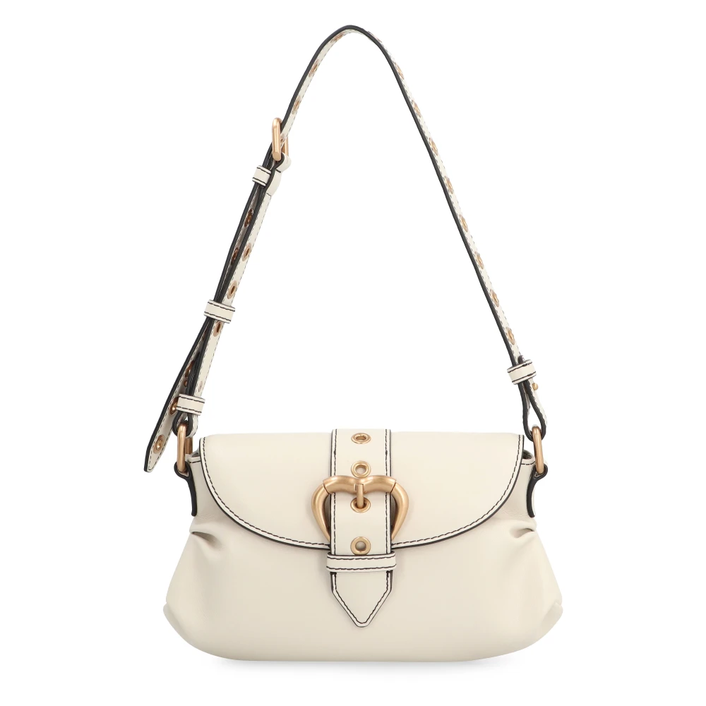 pinko Stijlvolle Leren Schoudertas Beige Dames