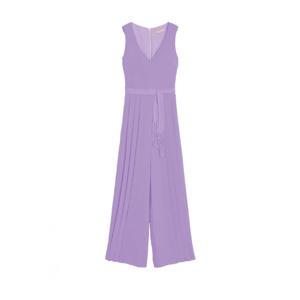 Pennyblack Viscose jumpsuit met riem en geplooide palazzo broek Purple Dames