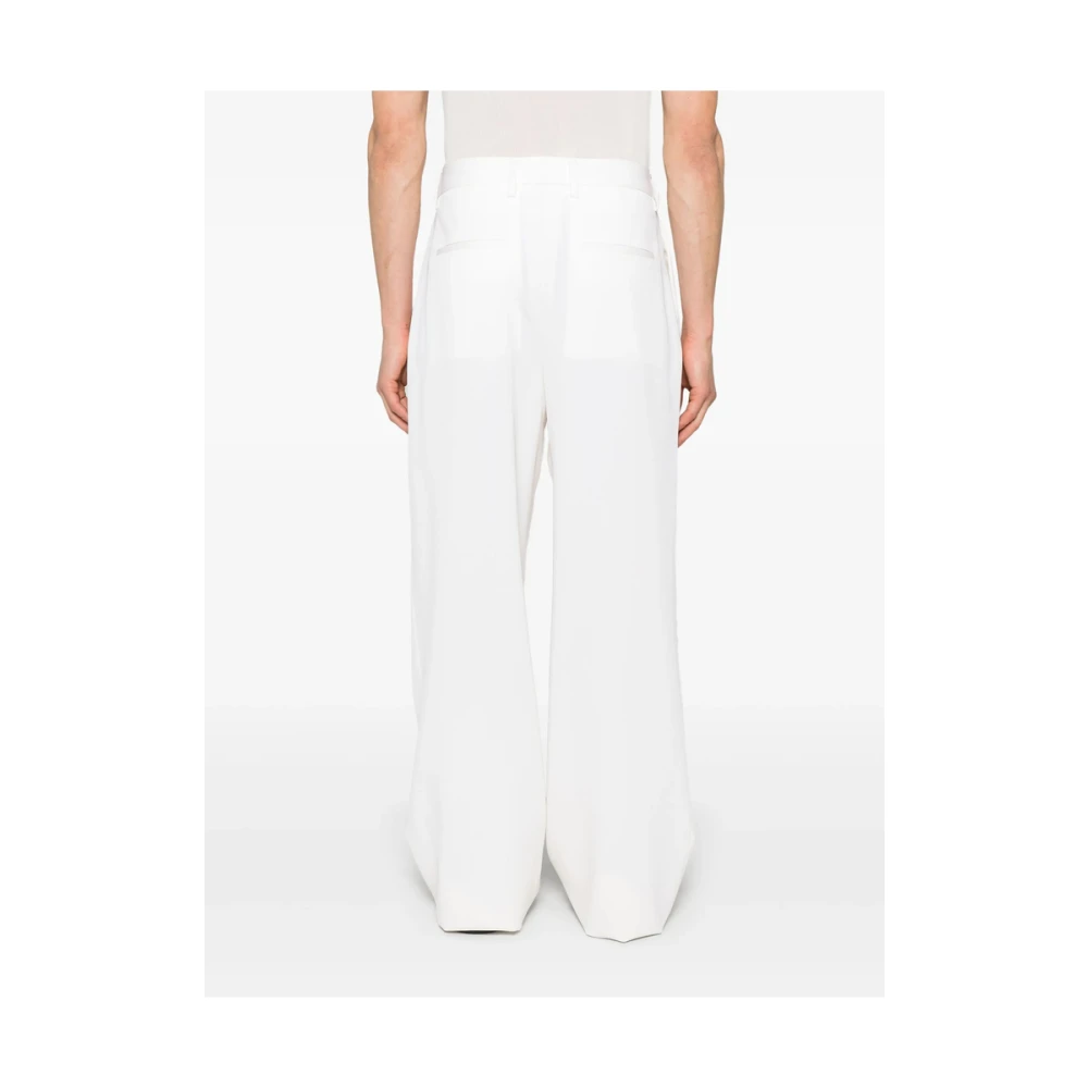 Lardini Witte broek met knoopsluiting en zakken White Heren