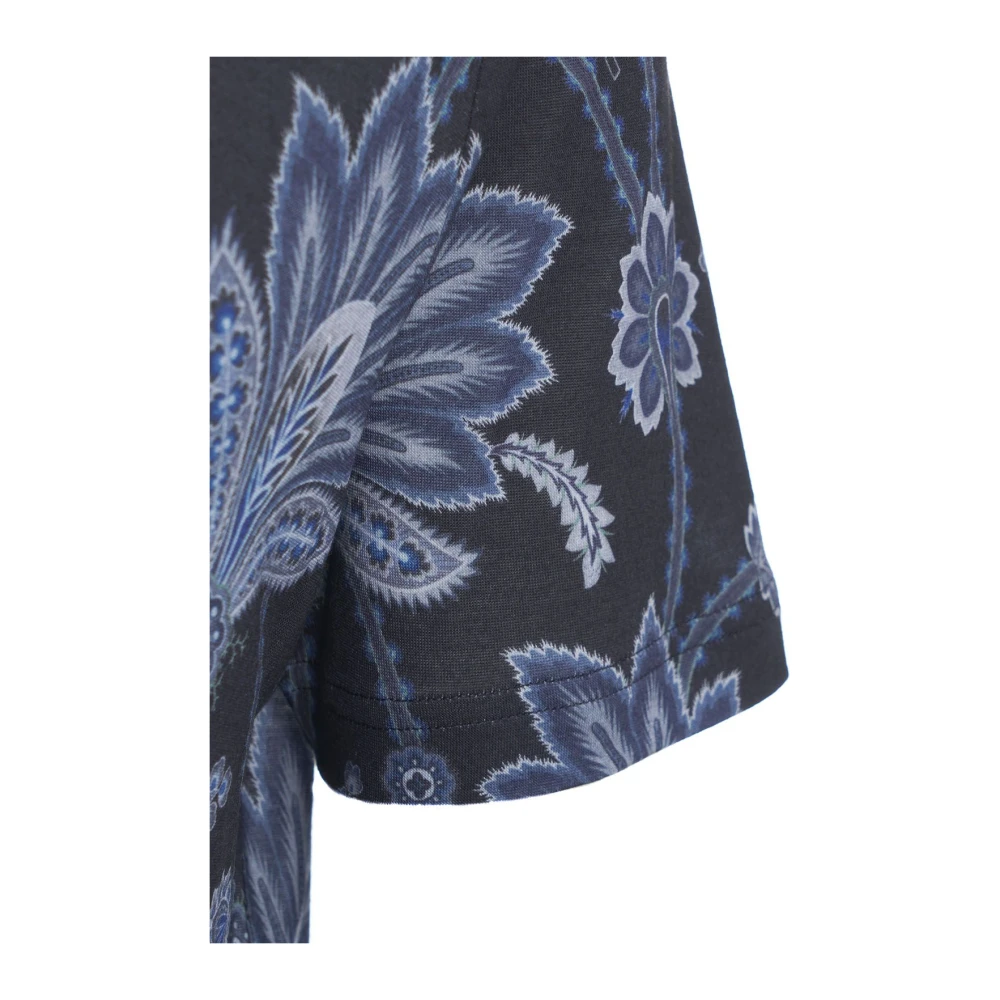 ETRO Paisley Print Crew Neck T-shirt Blue Heren