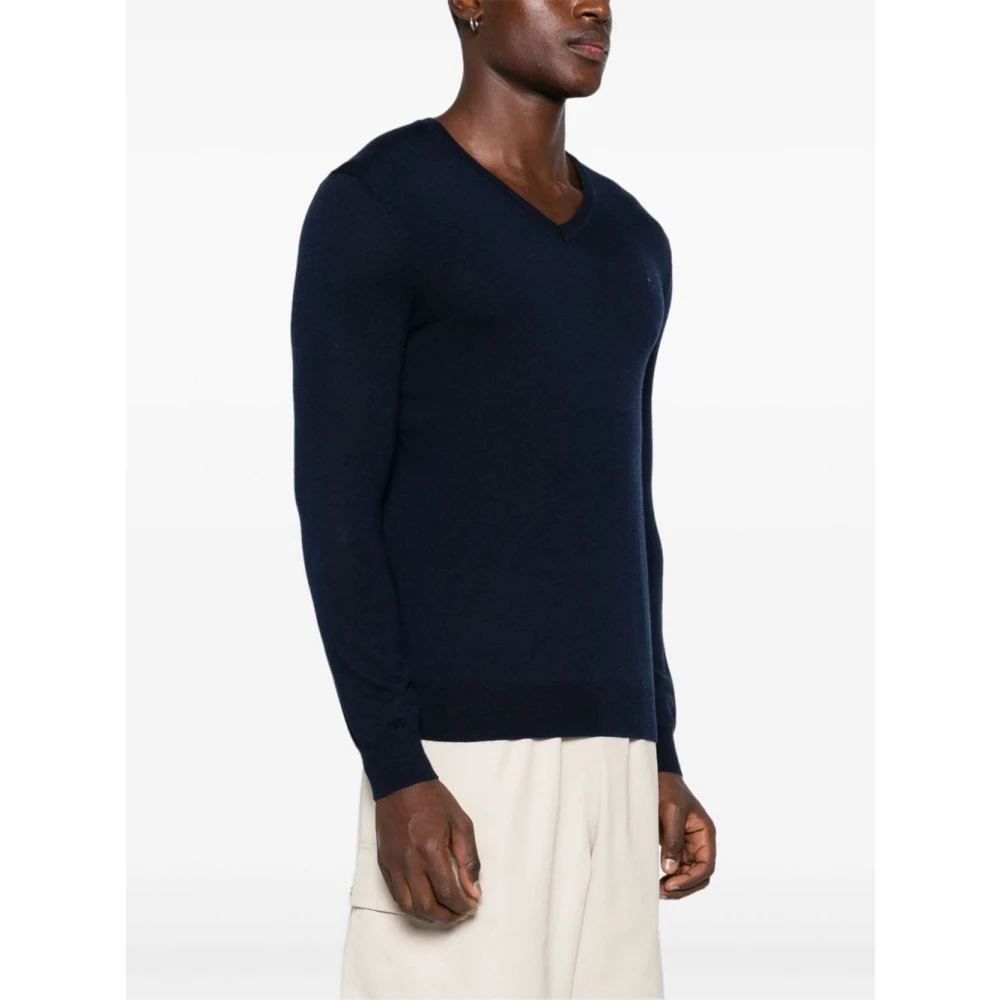 Polo Ralph Lauren Blauwe V-hals Wollen Trui Blue Heren