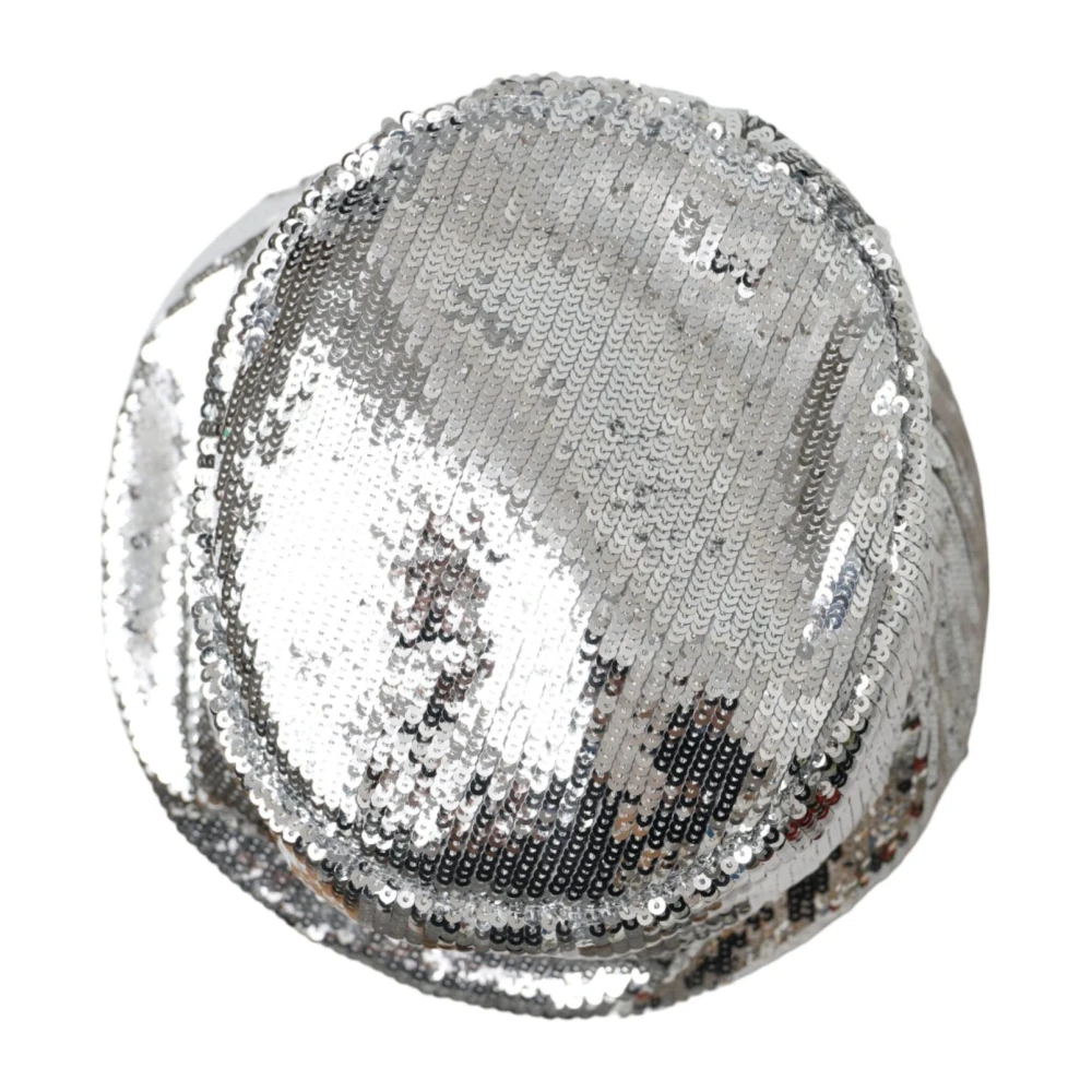 Dolce & Gabbana Zilveren Sequined Nylon Bucket Hat Gray Heren