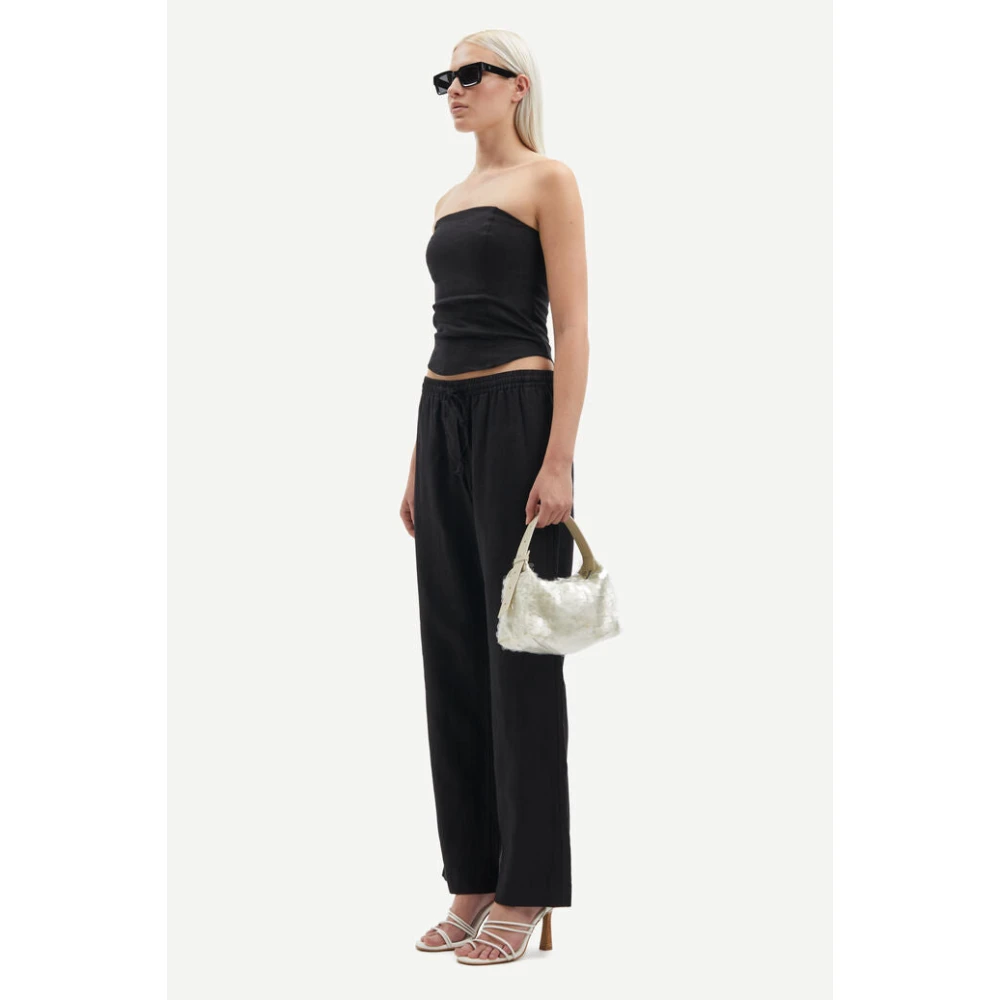 Samsøe Wijde Linnen Broek Black Dames